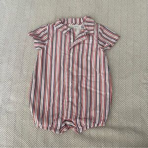 Janie and Jack boy red, white and blue striped romper 3-6 months